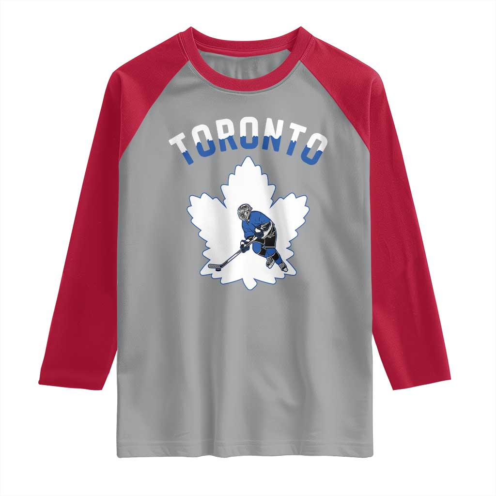 Toronto Ice Hockey Player Raglan Shirt Canadian Winter Sport - Wonder Print Shop