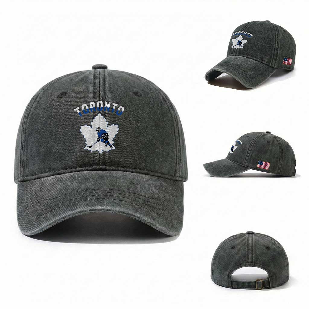 Toronto Ice Hockey Player Washed Cotton Baseball Cap Canadian Winter Sport