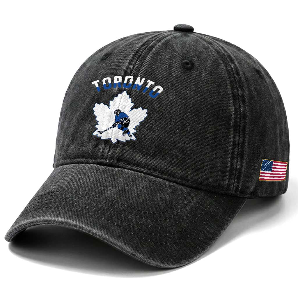 Toronto Ice Hockey Player Washed Cotton Baseball Cap Canadian Winter Sport