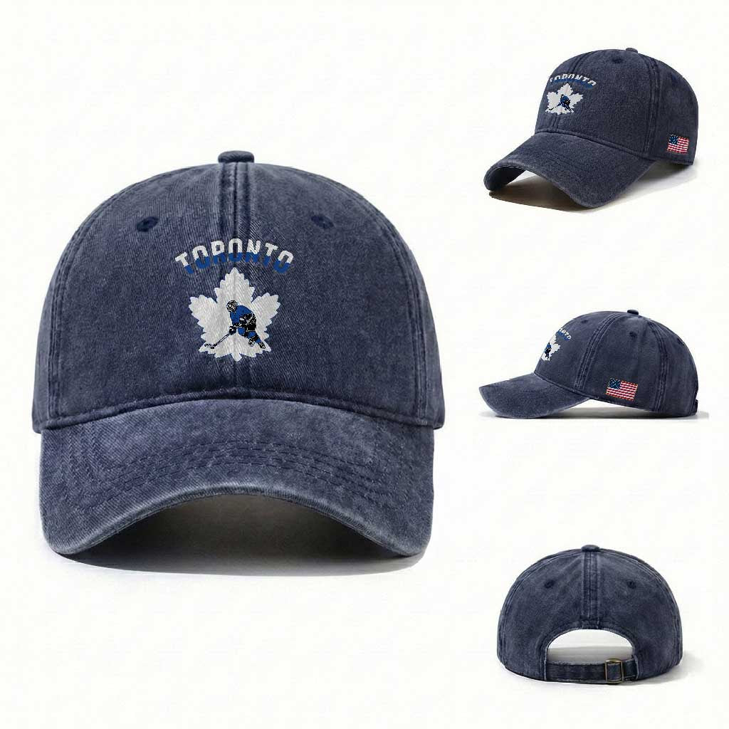 Toronto Ice Hockey Player Washed Cotton Baseball Cap Canadian Winter Sport