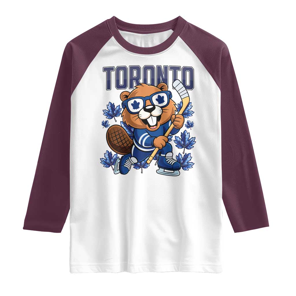 Toronto Ice Hockey Beaver Raglan Shirt Canadian Pride Gift - Wonder Print Shop