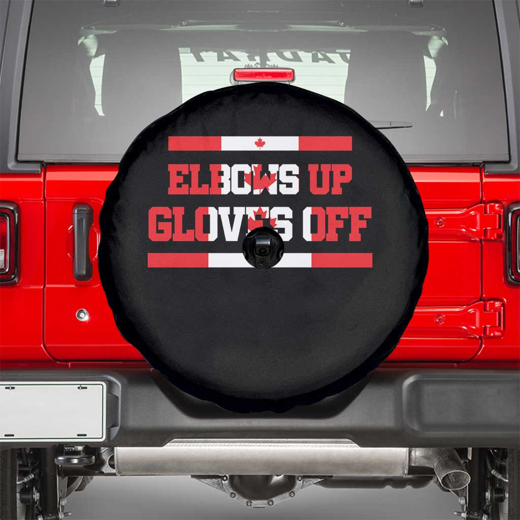 Elbows Up Gloves Off Spare Tire Cover Canadian Ice Hockey Lover Gift - Wonder Print Shop