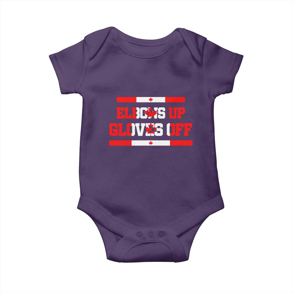 Elbows Up Gloves Off Baby Onesie Canadian Ice Hockey Lover Gift - Wonder Print Shop