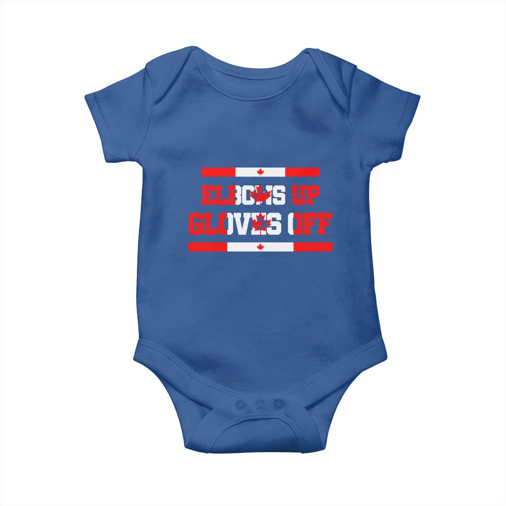 Elbows Up Gloves Off Baby Onesie Canadian Ice Hockey Lover Gift - Wonder Print Shop