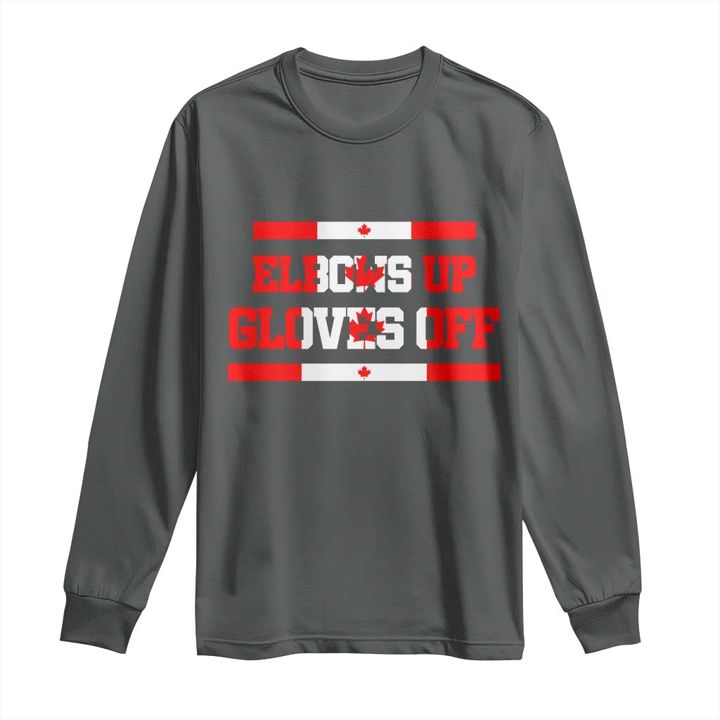 Elbows Up Gloves Off Long Sleeve Shirt Canadian Ice Hockey Lover Gift - Wonder Print Shop