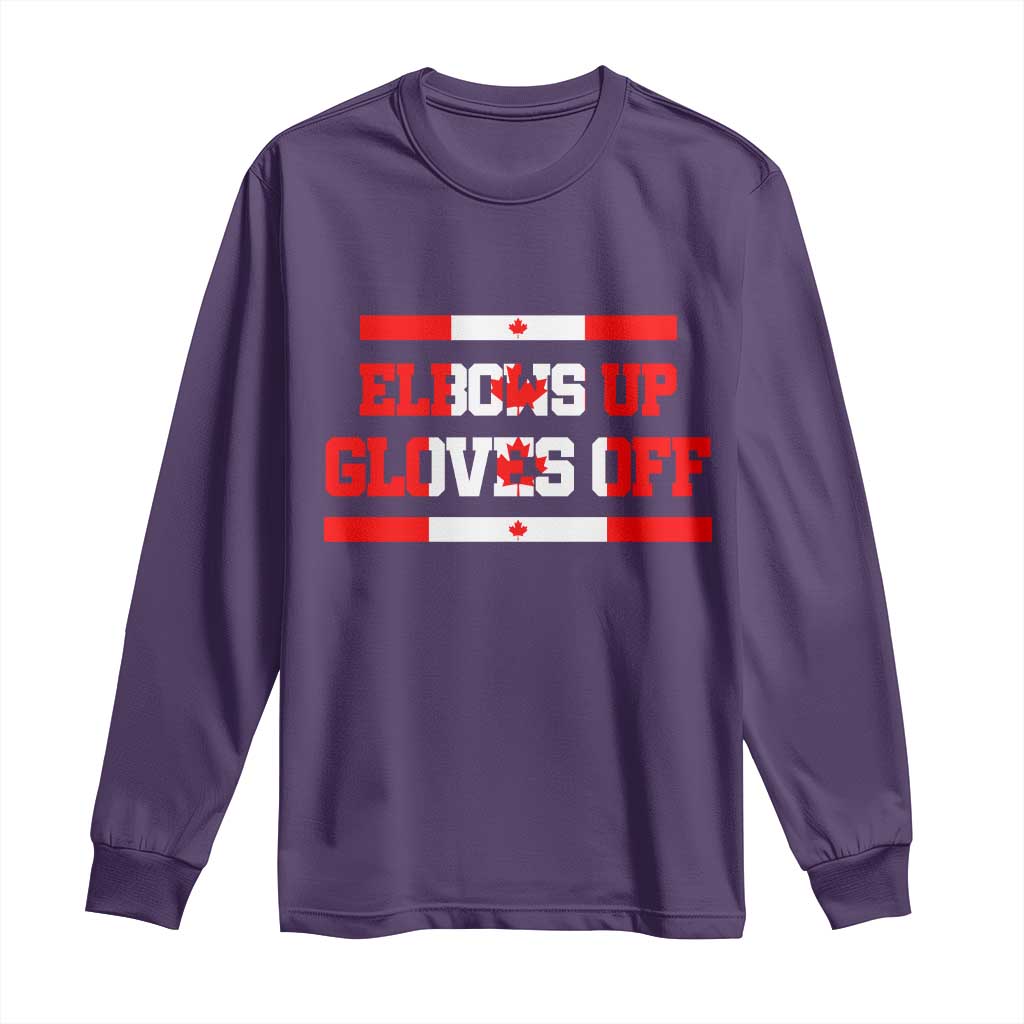 Elbows Up Gloves Off Long Sleeve Shirt Canadian Ice Hockey Lover Gift - Wonder Print Shop