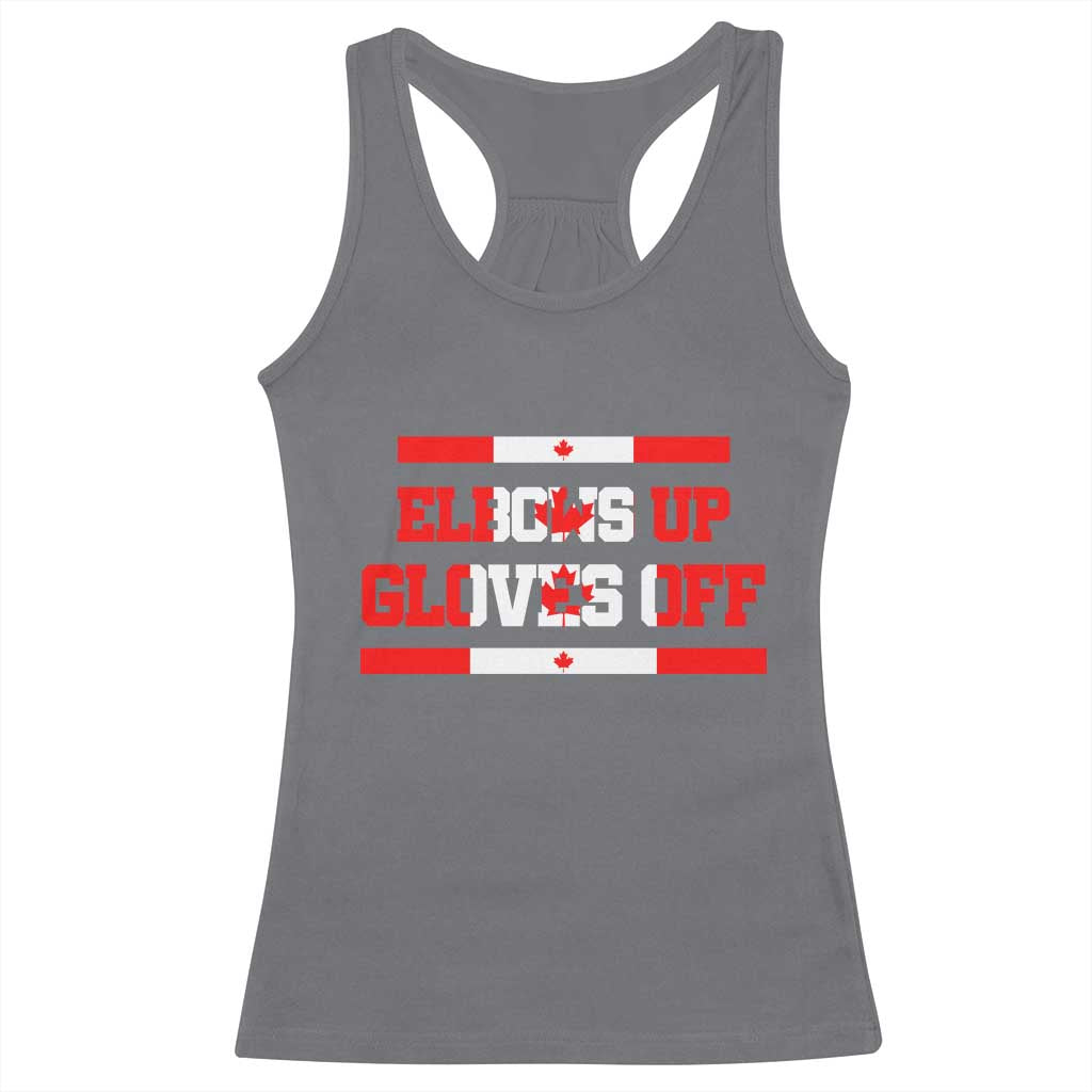 Elbows Up Gloves Off Racerback Tank Top Canadian Ice Hockey Lover Gift - Wonder Print Shop