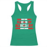 Elbows Up Gloves Off Racerback Tank Top Canadian Ice Hockey Lover Gift - Wonder Print Shop