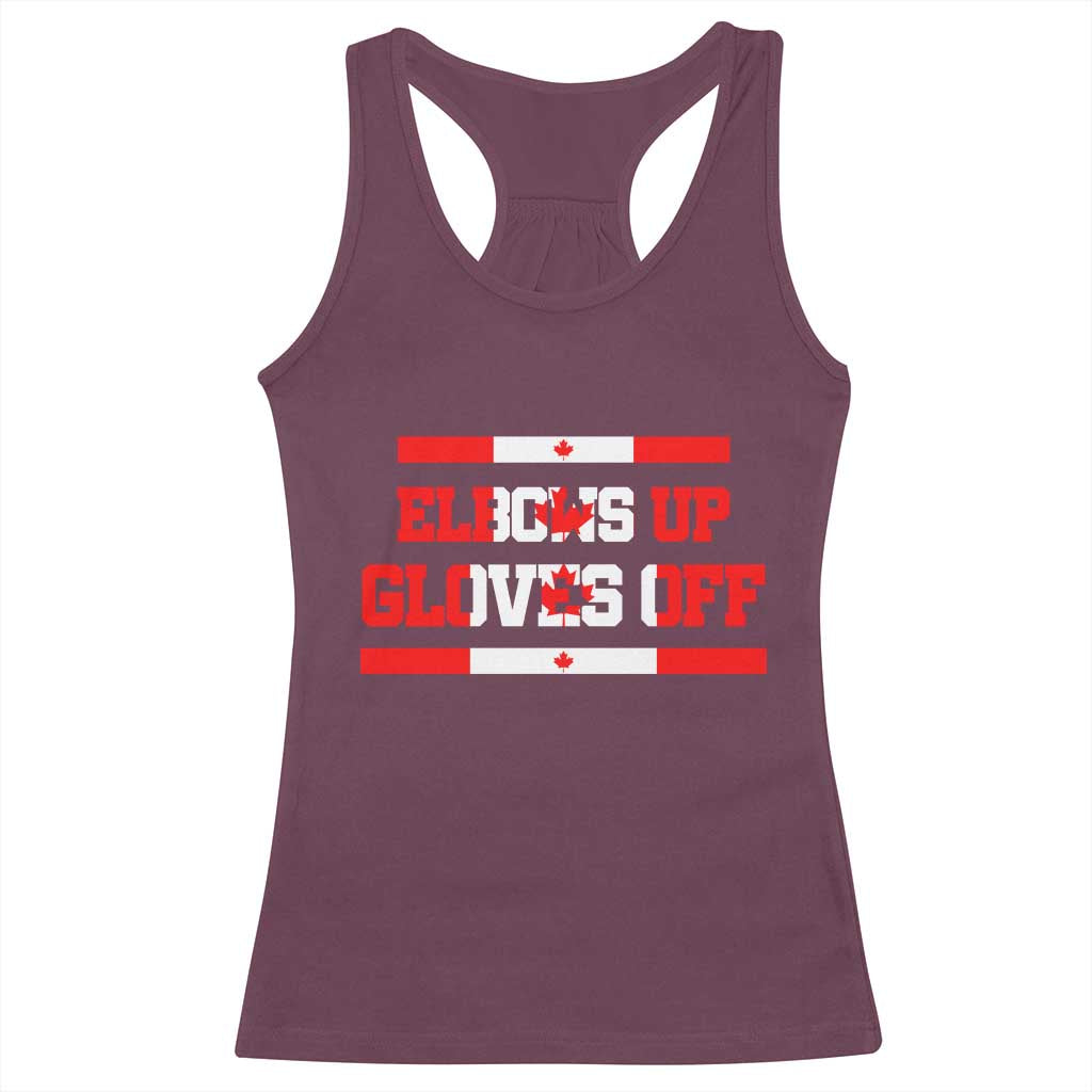 Elbows Up Gloves Off Racerback Tank Top Canadian Ice Hockey Lover Gift - Wonder Print Shop