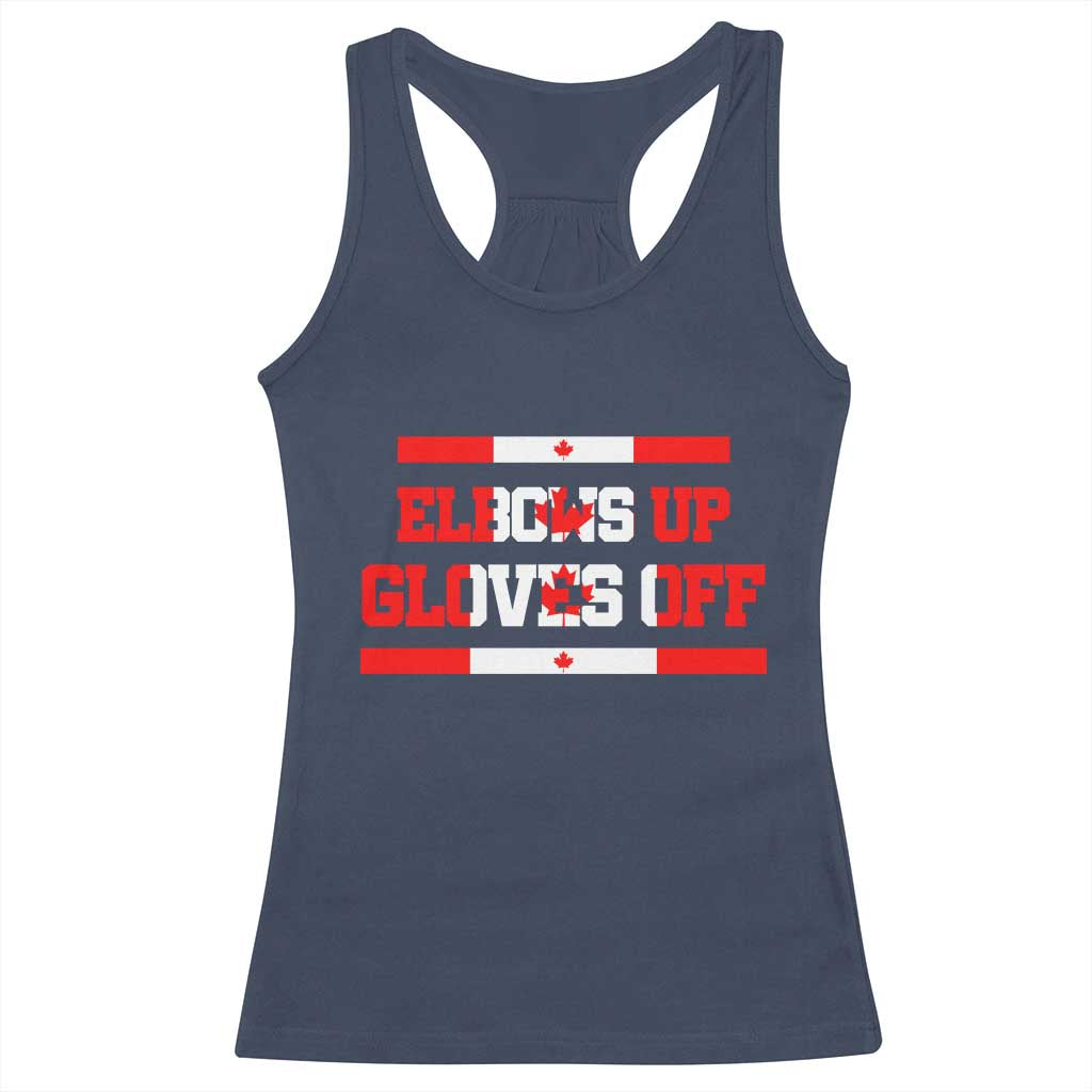 Elbows Up Gloves Off Racerback Tank Top Canadian Ice Hockey Lover Gift - Wonder Print Shop