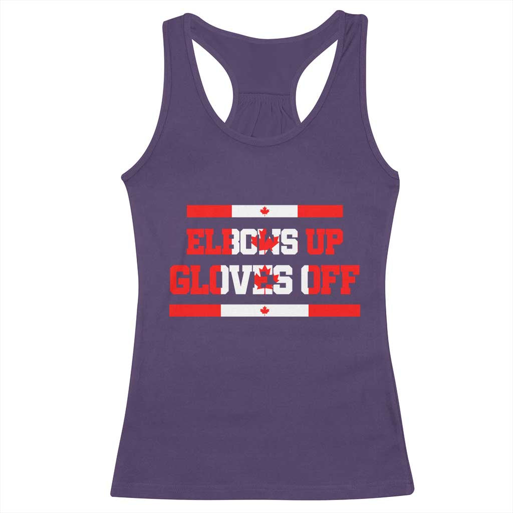 Elbows Up Gloves Off Racerback Tank Top Canadian Ice Hockey Lover Gift - Wonder Print Shop