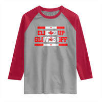Elbows Up Gloves Off Raglan Shirt Canadian Ice Hockey Lover Gift - Wonder Print Shop