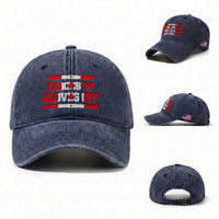 Elbows Up Gloves Off Washed Cotton Baseball Cap Canadian Ice Hockey Lover Gift