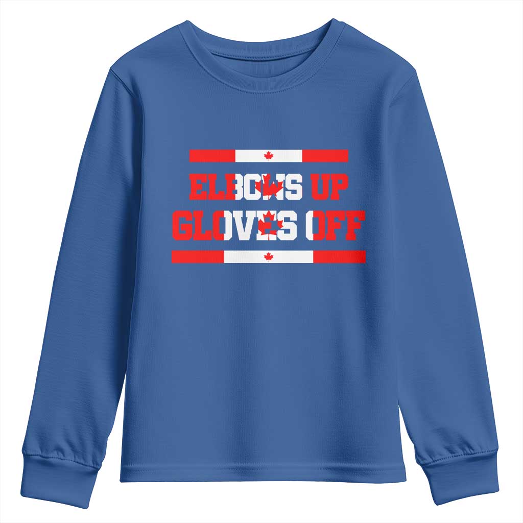 Elbows Up Gloves Off Youth Sweatshirt Canadian Ice Hockey Lover Gift - Wonder Print Shop