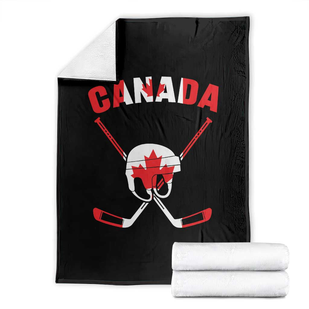 Canada Hockey Fan Ice Hockey Gear Red White Gift Throw Blanket - Wonder Print Shop