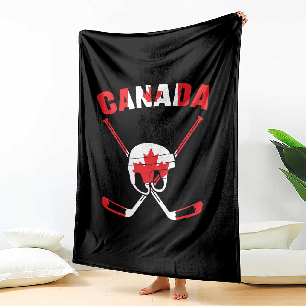 Canada Hockey Fan Ice Hockey Gear Red White Gift Throw Blanket - Wonder Print Shop