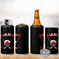 Canada Hockey Fan Ice Hockey Gear Red White Gift 4 in 1 Can Cooler Tumbler - Wonder Print Shop