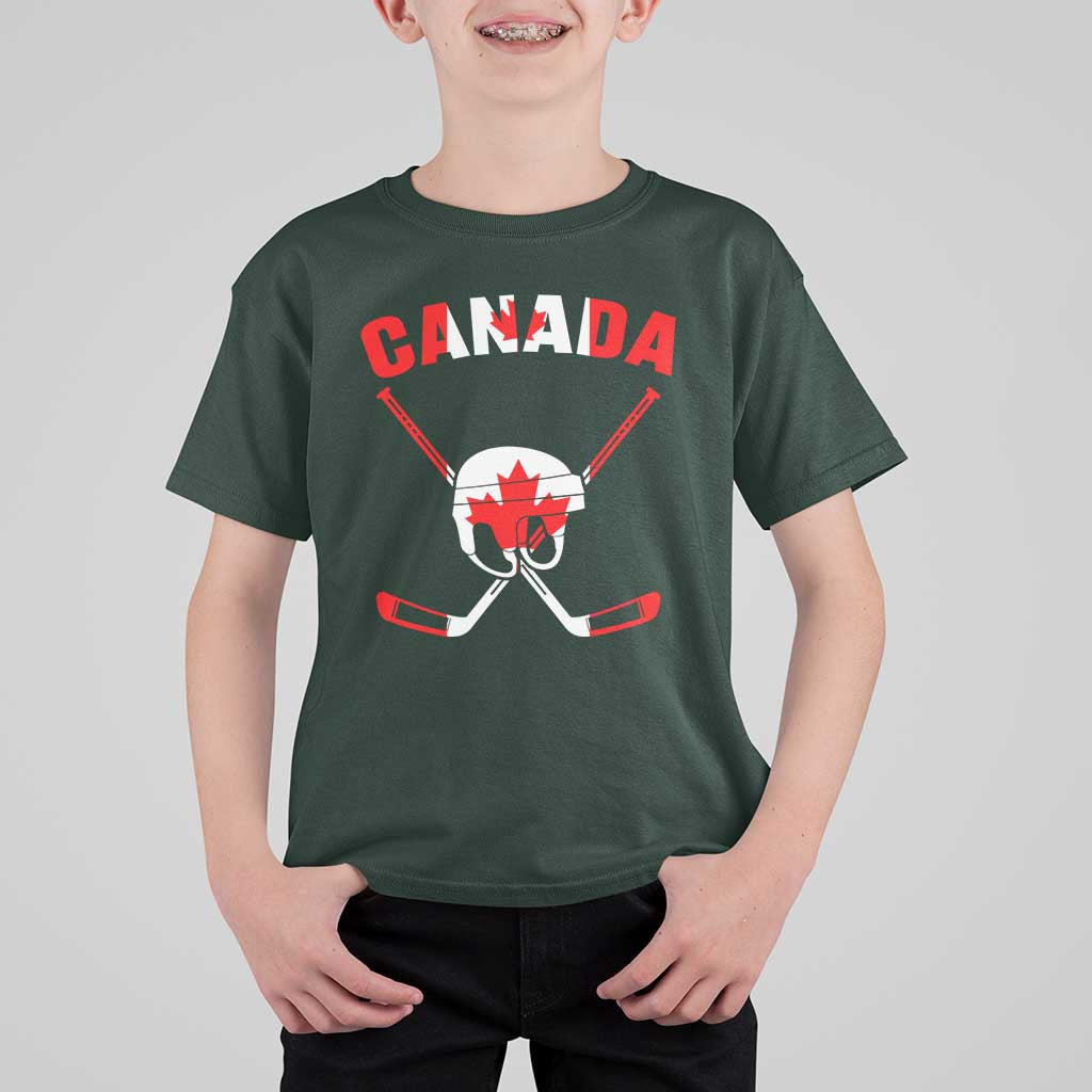 Canada Hockey Fan Ice Hockey Gear Red White Gift T Shirt For Kid - Wonder Print Shop