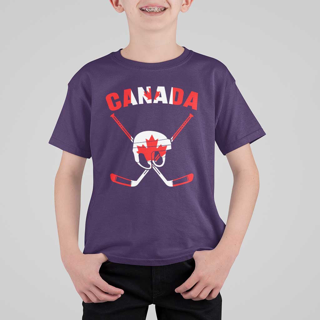Canada Hockey Fan Ice Hockey Gear Red White Gift T Shirt For Kid - Wonder Print Shop
