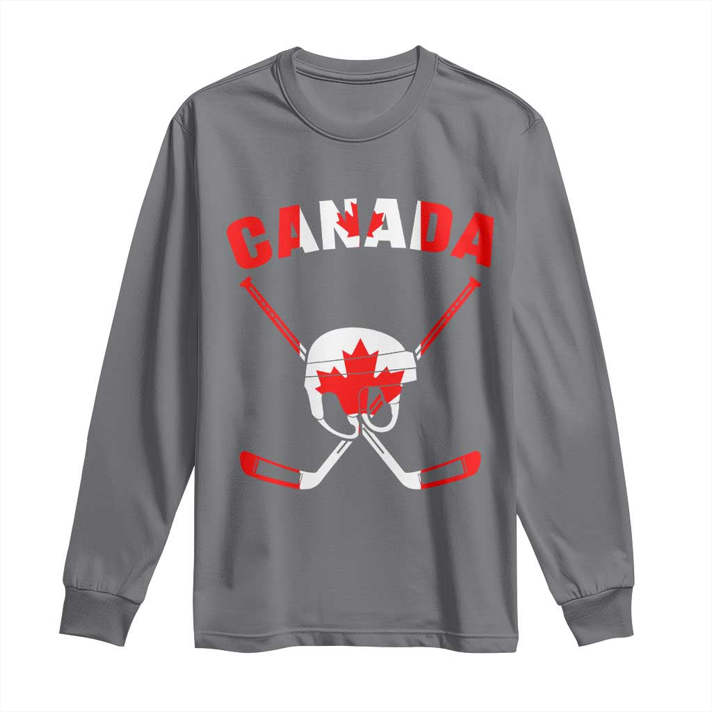 Canada Hockey Fan Ice Hockey Gear Red White Gift Long Sleeve Shirt - Wonder Print Shop