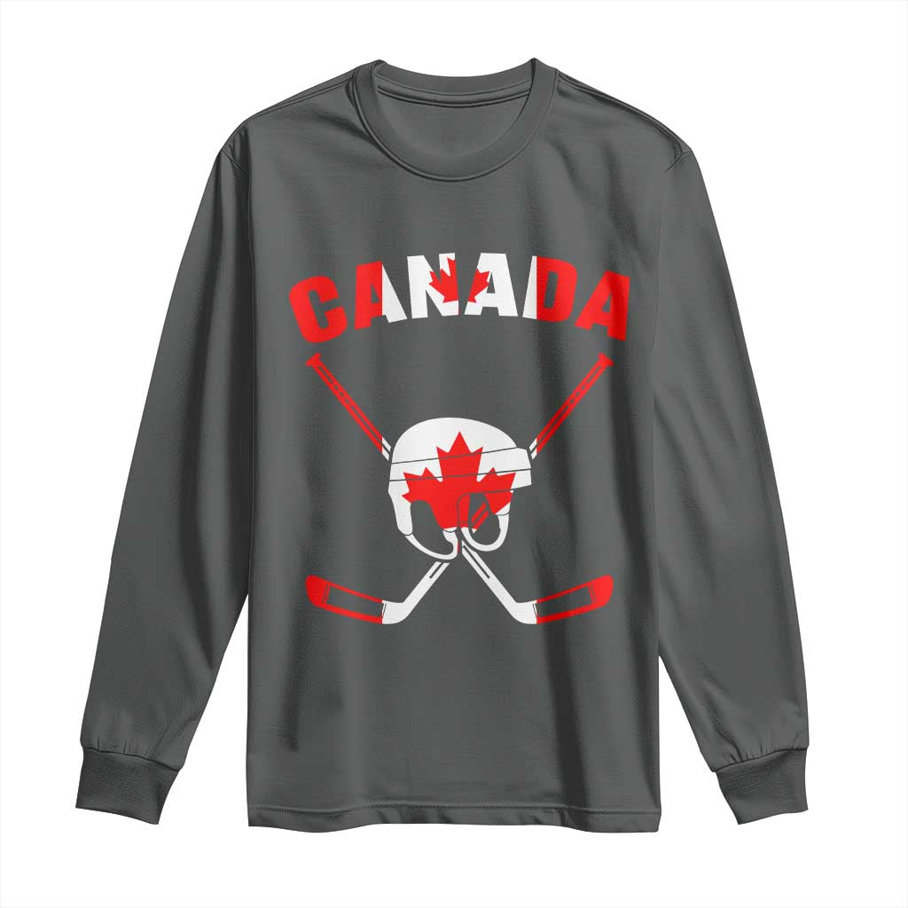 Canada Hockey Fan Ice Hockey Gear Red White Gift Long Sleeve Shirt - Wonder Print Shop