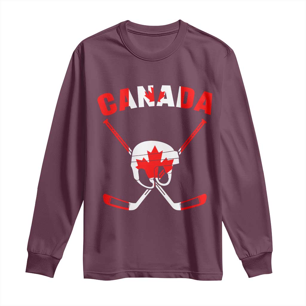Canada Hockey Fan Ice Hockey Gear Red White Gift Long Sleeve Shirt - Wonder Print Shop