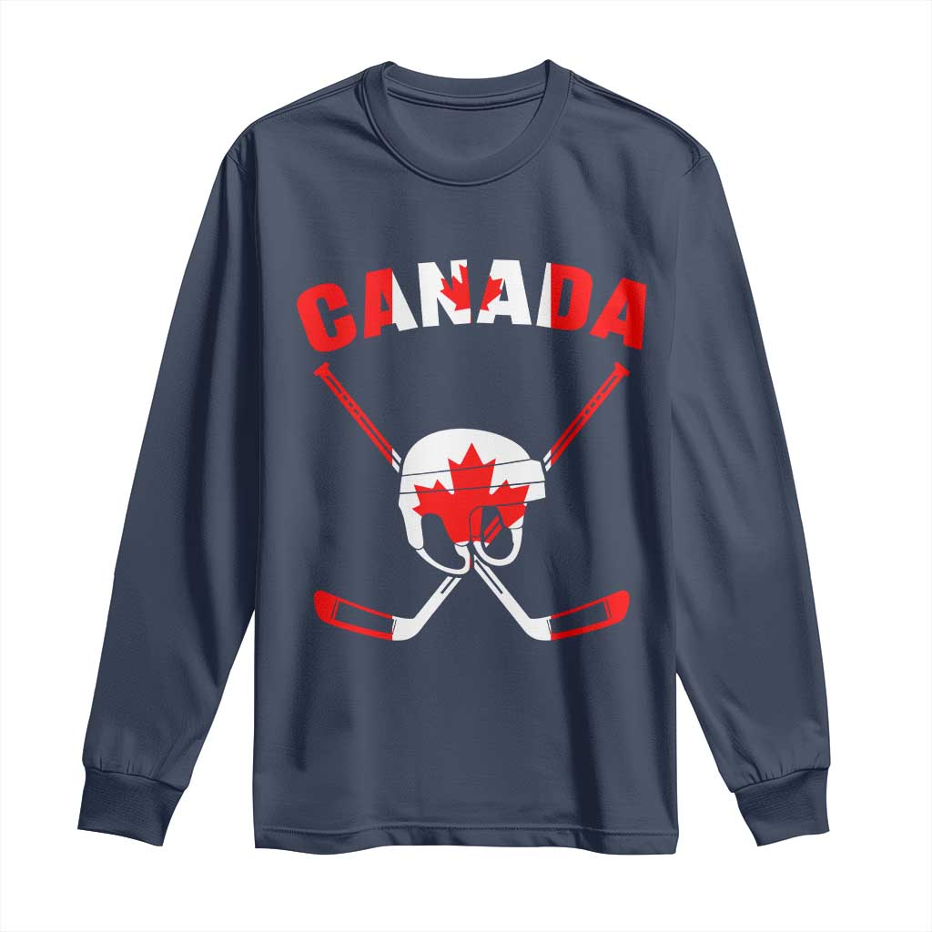 Canada Hockey Fan Ice Hockey Gear Red White Gift Long Sleeve Shirt - Wonder Print Shop
