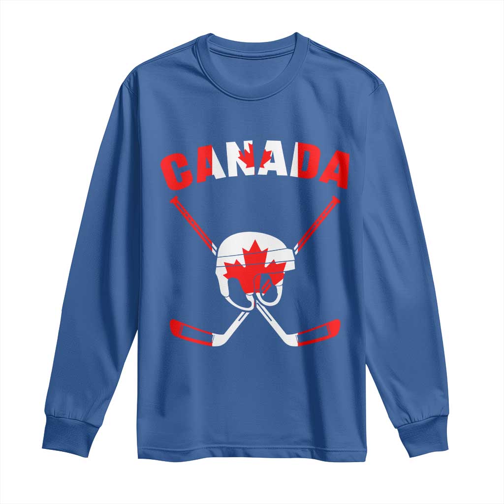 Canada Hockey Fan Ice Hockey Gear Red White Gift Long Sleeve Shirt - Wonder Print Shop