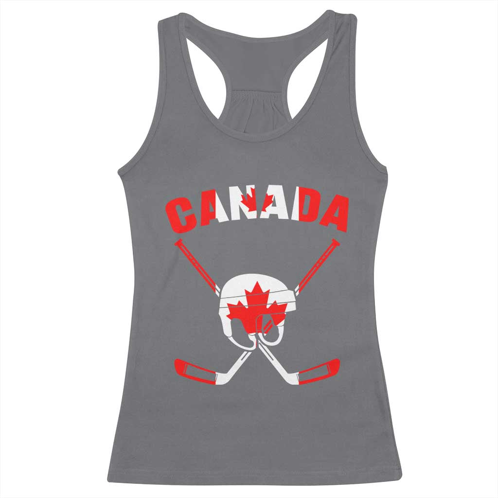 Canada Hockey Fan Ice Hockey Gear Red White Gift Racerback Tank Top - Wonder Print Shop