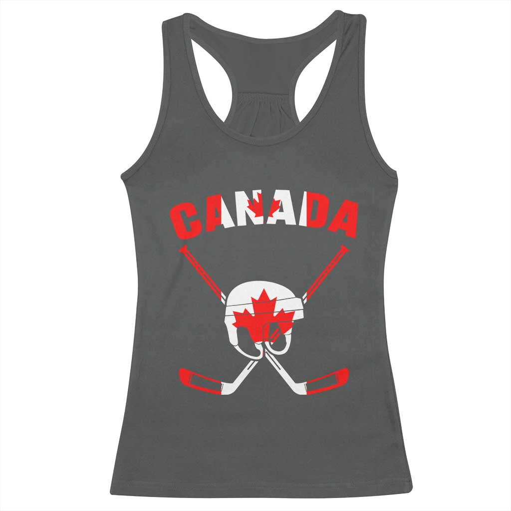 Canada Hockey Fan Ice Hockey Gear Red White Gift Racerback Tank Top - Wonder Print Shop
