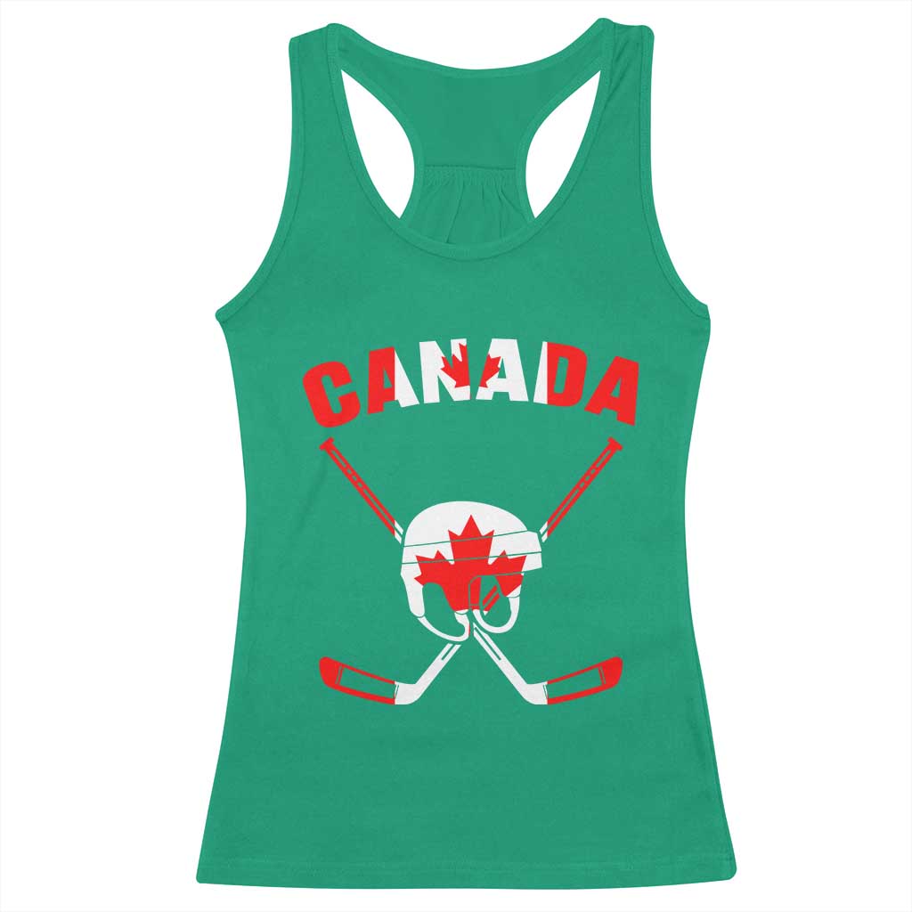 Canada Hockey Fan Ice Hockey Gear Red White Gift Racerback Tank Top - Wonder Print Shop