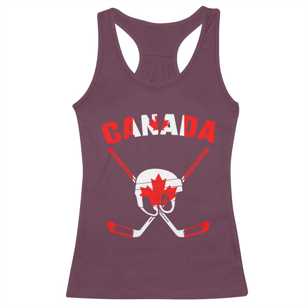 Canada Hockey Fan Ice Hockey Gear Red White Gift Racerback Tank Top - Wonder Print Shop