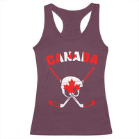 Canada Hockey Fan Ice Hockey Gear Red White Gift Racerback Tank Top - Wonder Print Shop
