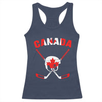 Canada Hockey Fan Ice Hockey Gear Red White Gift Racerback Tank Top - Wonder Print Shop