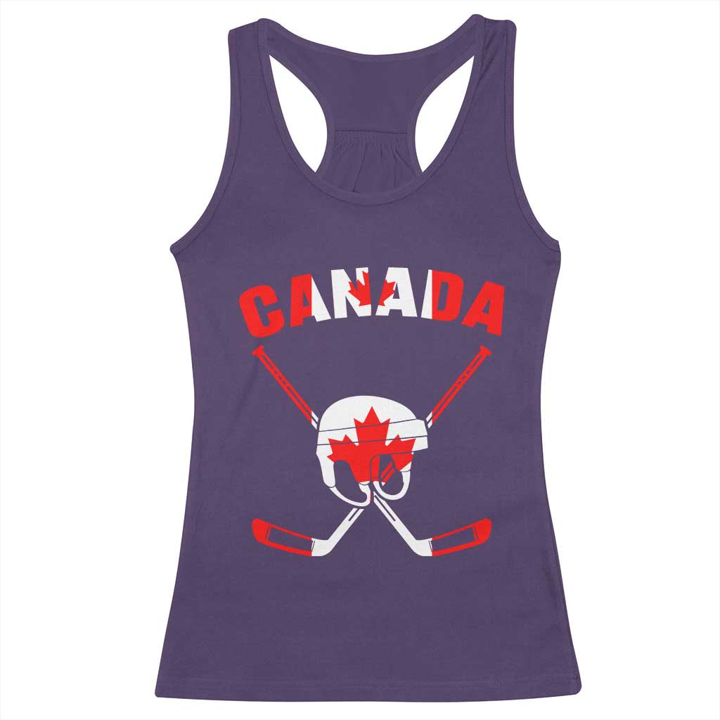 Canada Hockey Fan Ice Hockey Gear Red White Gift Racerback Tank Top - Wonder Print Shop