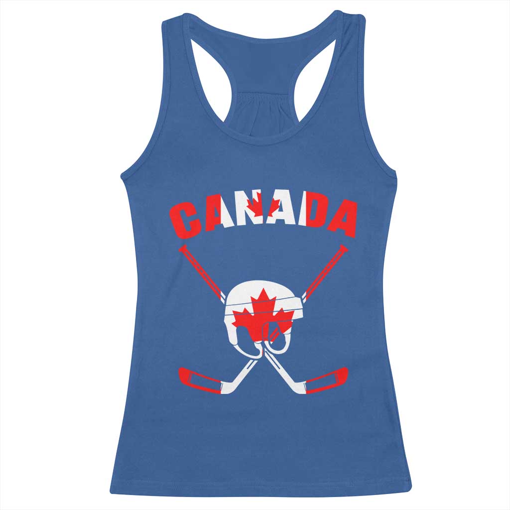 Canada Hockey Fan Ice Hockey Gear Red White Gift Racerback Tank Top - Wonder Print Shop