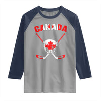 Canada Hockey Fan Ice Hockey Gear Red White Gift Raglan Shirt - Wonder Print Shop