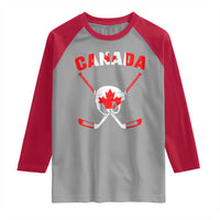 Canada Hockey Fan Ice Hockey Gear Red White Gift Raglan Shirt - Wonder Print Shop