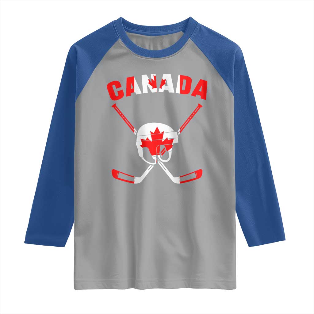 Canada Hockey Fan Ice Hockey Gear Red White Gift Raglan Shirt - Wonder Print Shop