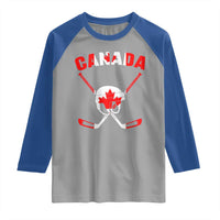 Canada Hockey Fan Ice Hockey Gear Red White Gift Raglan Shirt - Wonder Print Shop
