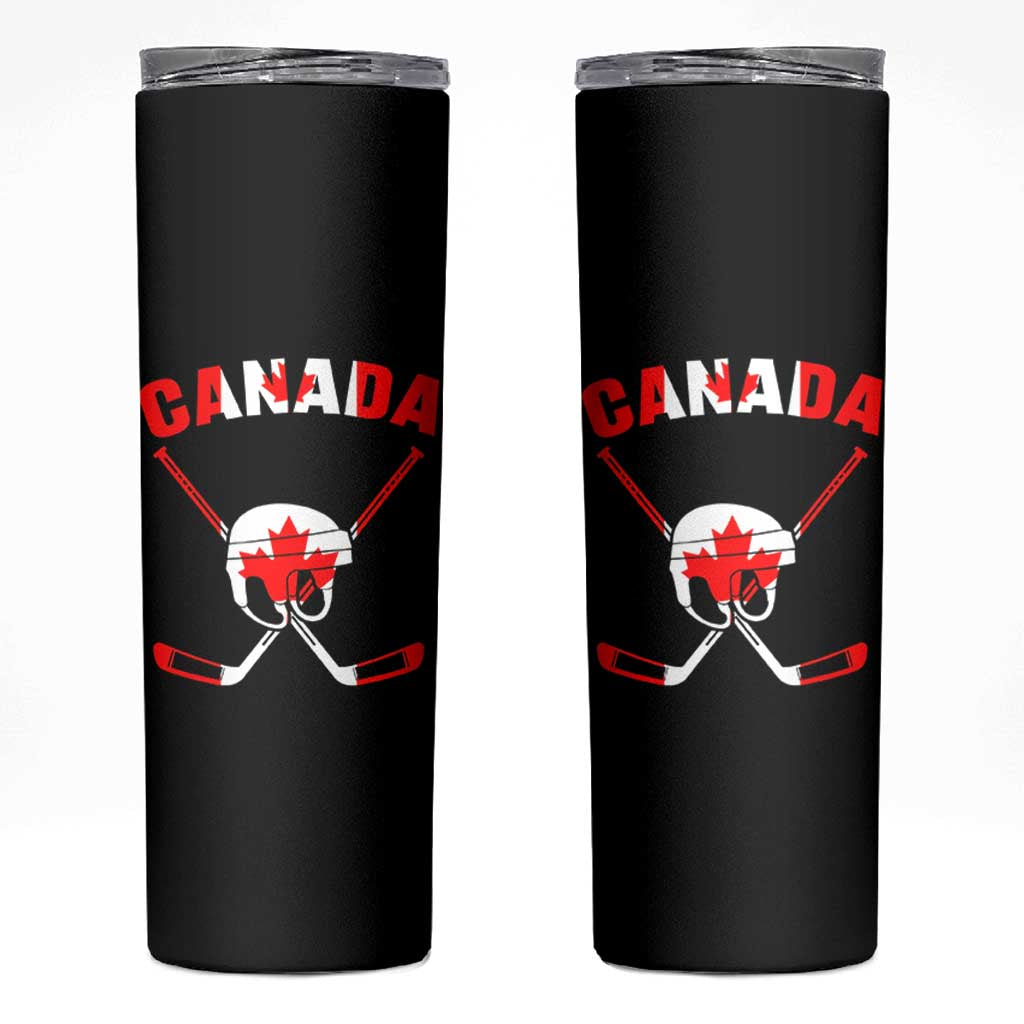 Canada Hockey Fan Ice Hockey Gear Red White Gift Skinny Tumbler - Wonder Print Shop