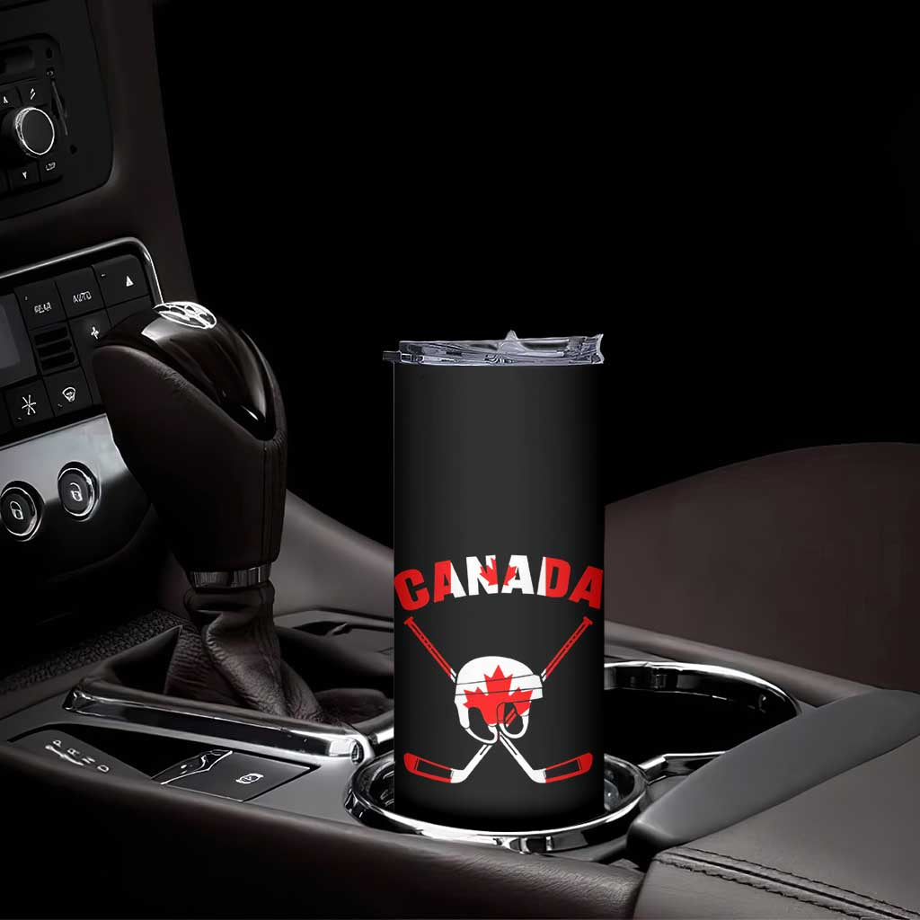 Canada Hockey Fan Ice Hockey Gear Red White Gift Skinny Tumbler - Wonder Print Shop