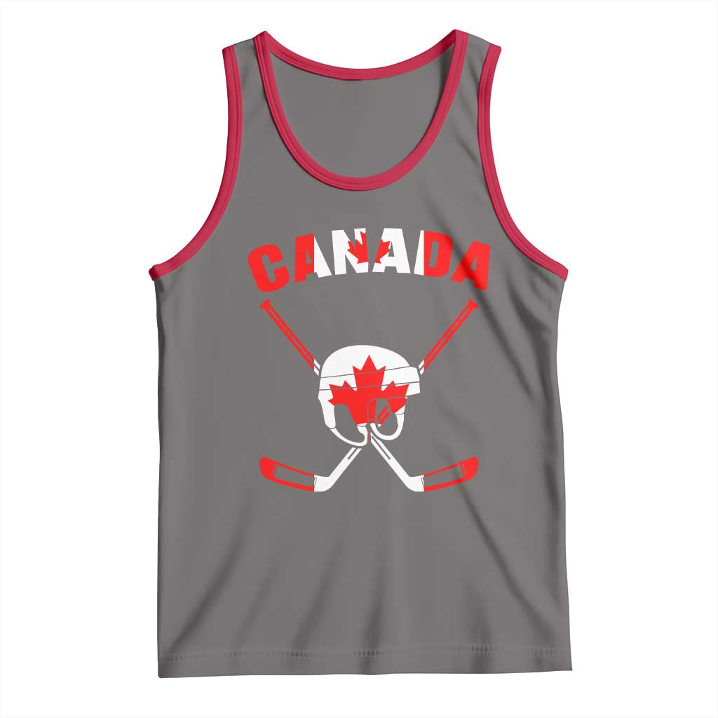 Canada Hockey Fan Ice Hockey Gear Red White Gift Tank Top - Wonder Print Shop