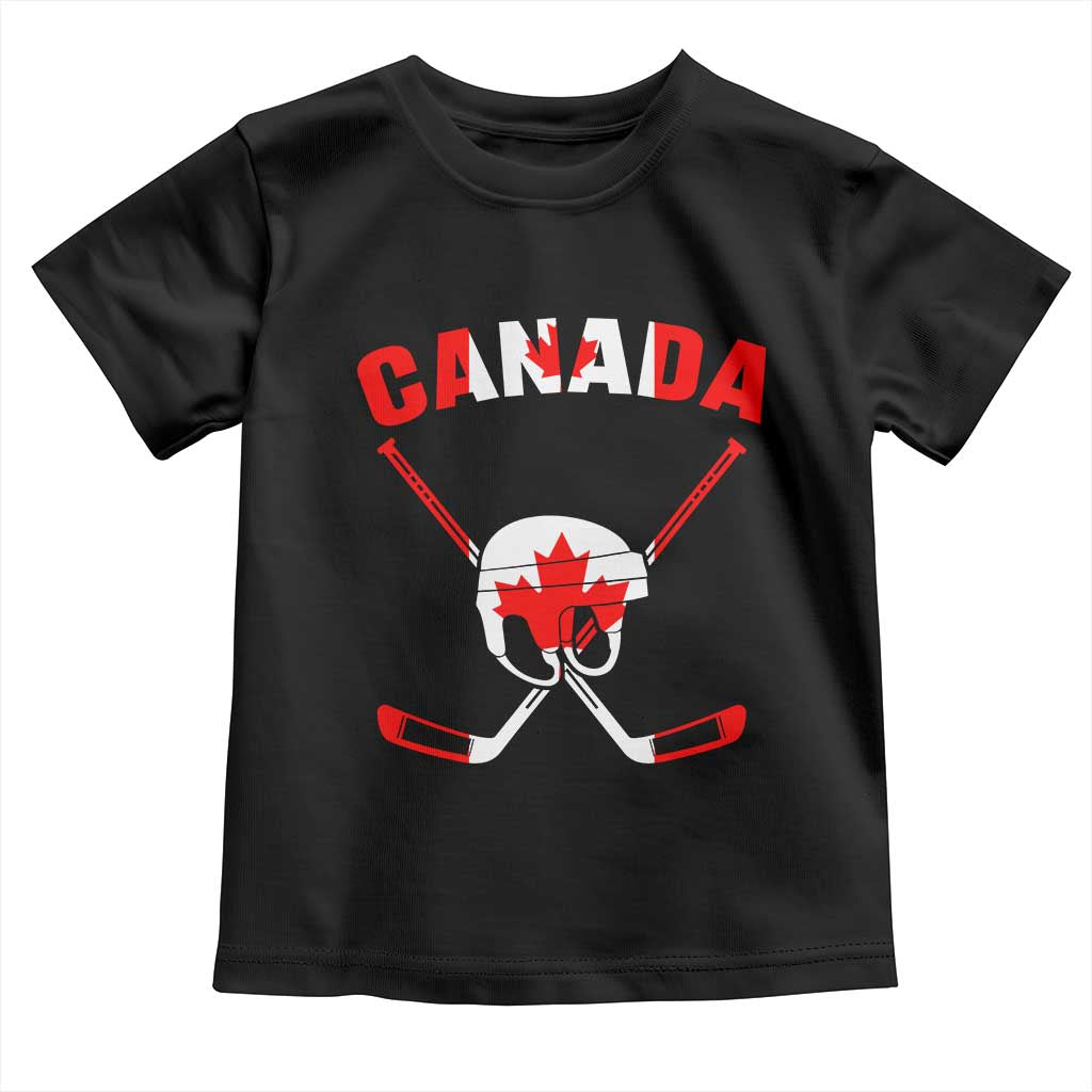 Canada Hockey Fan Ice Hockey Gear Red White Gift Toddler T Shirt - Wonder Print Shop