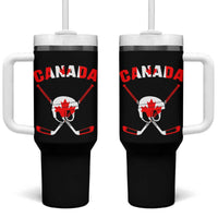 Canada Hockey Fan Ice Hockey Gear Red White Gift Tumbler With Handle - Wonder Print Shop