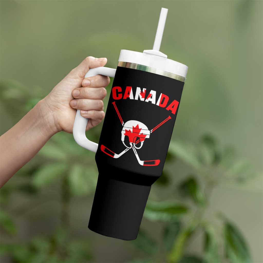 Canada Hockey Fan Ice Hockey Gear Red White Gift Tumbler With Handle - Wonder Print Shop