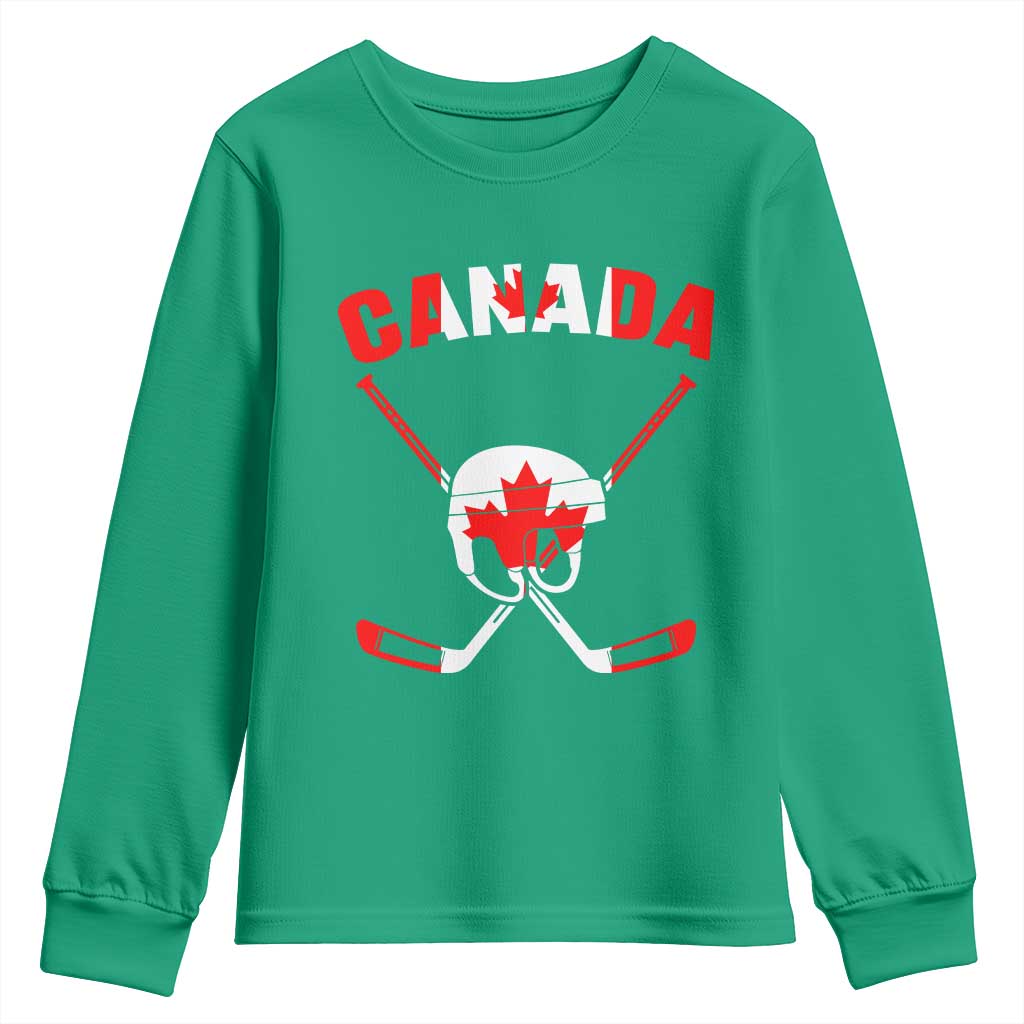 Canada Hockey Fan Ice Hockey Gear Red White Gift Youth Sweatshirt - Wonder Print Shop