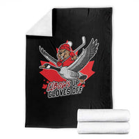 Elbows Up Gloves Off Throw Blanket Canadian Ice Hockey Beaver Gift - Wonder Print Shop