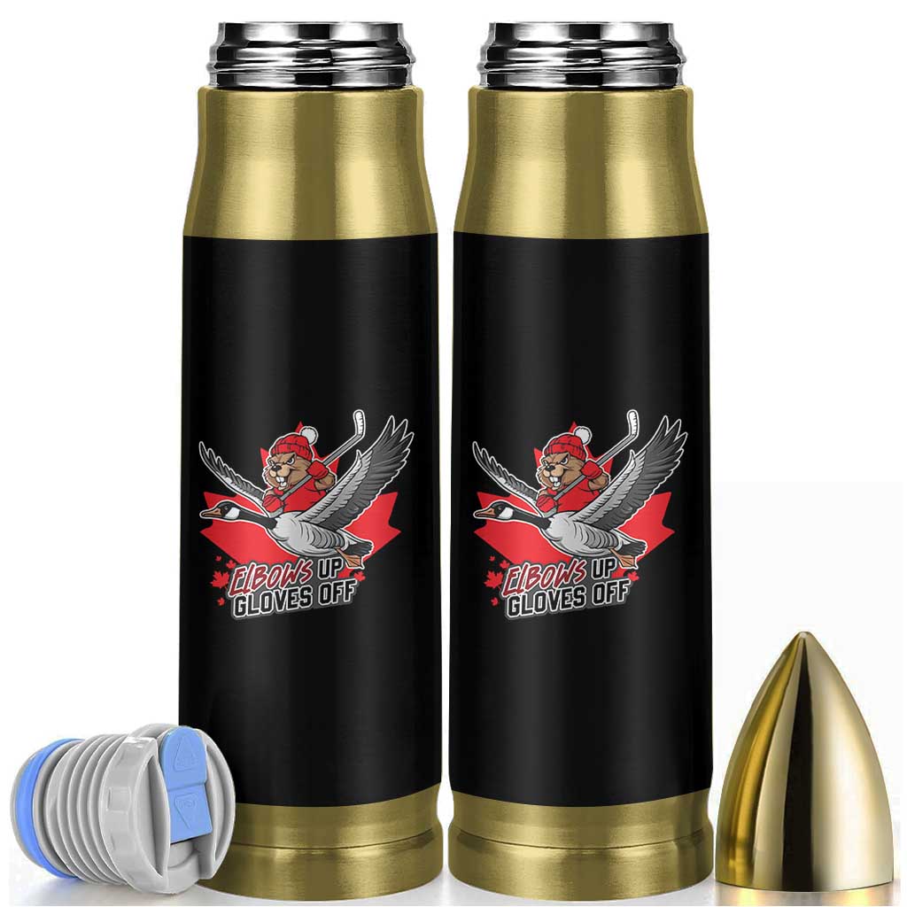 Elbows Up Gloves Off Bullet Tumbler Canadian Ice Hockey Beaver Gift - Wonder Print Shop