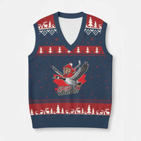 Elbows Up Gloves Off V-Neck Knit Sweater Vest Canadian Ice Hockey Beaver Gift - Wonder Print Shop